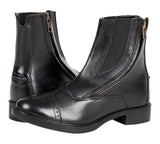 Daisy Clipper Side Zipper Leather Paddock Boots, Black