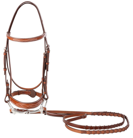 Huntley Equestrian Sedgwick Leather Fancy Stitch Raised Bridle With Reins