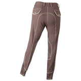 Huntley Equestrian Brown Riding Pant With Tan Welt Pockets