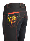 Huntley Equestrian Black Full Seat Riding Pant With Sequined Back pockets