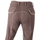 Huntley Equestrian Brown Riding Pant With Tan Welt Pockets