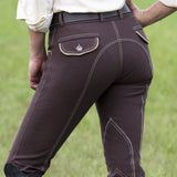 Huntley Equestrian Brown Riding Pant With Tan Welt Pockets