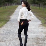 Huntley Equestrian Black Full Seat Riding Pant With Sequined Back pockets