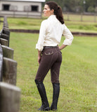 Huntley Equestrian Brown Riding Pant With Tan Welt Pockets